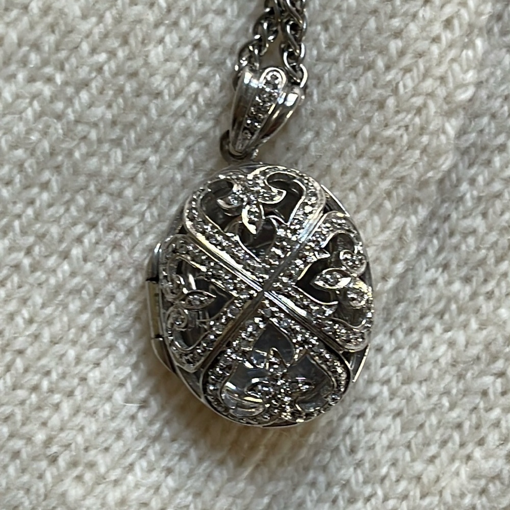 Solid 925 Solid Silver Diamond Accents White Gold… - image 1